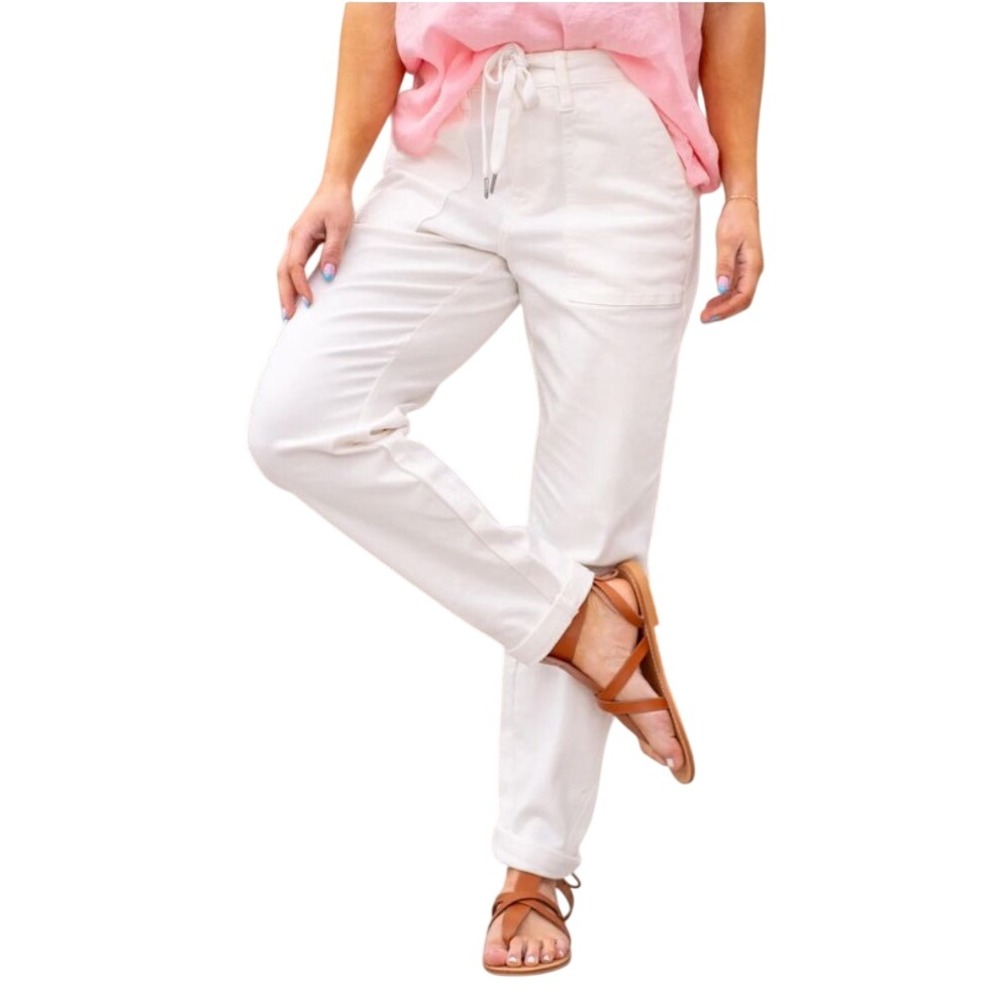 NEW Judy Blue Size 18W White Jogger Jeans High Waist Drawstring JB88812